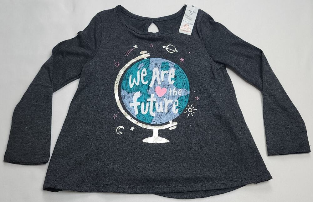 Jumping Beans Toddler Girl Softest Keyhole Tee T-Shirt Size 2T Black Long Sleeve